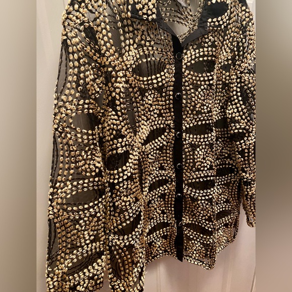 Chico’s Gold & Black Vintage Jacket - Picture 3 of 11